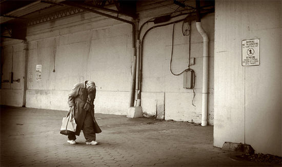author: john strazza
title: old woman walking - hoboken